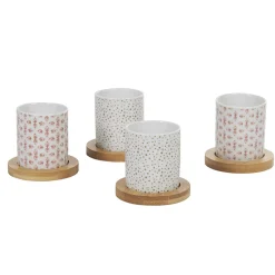 4 gobelets expresso avec sous tasse bois