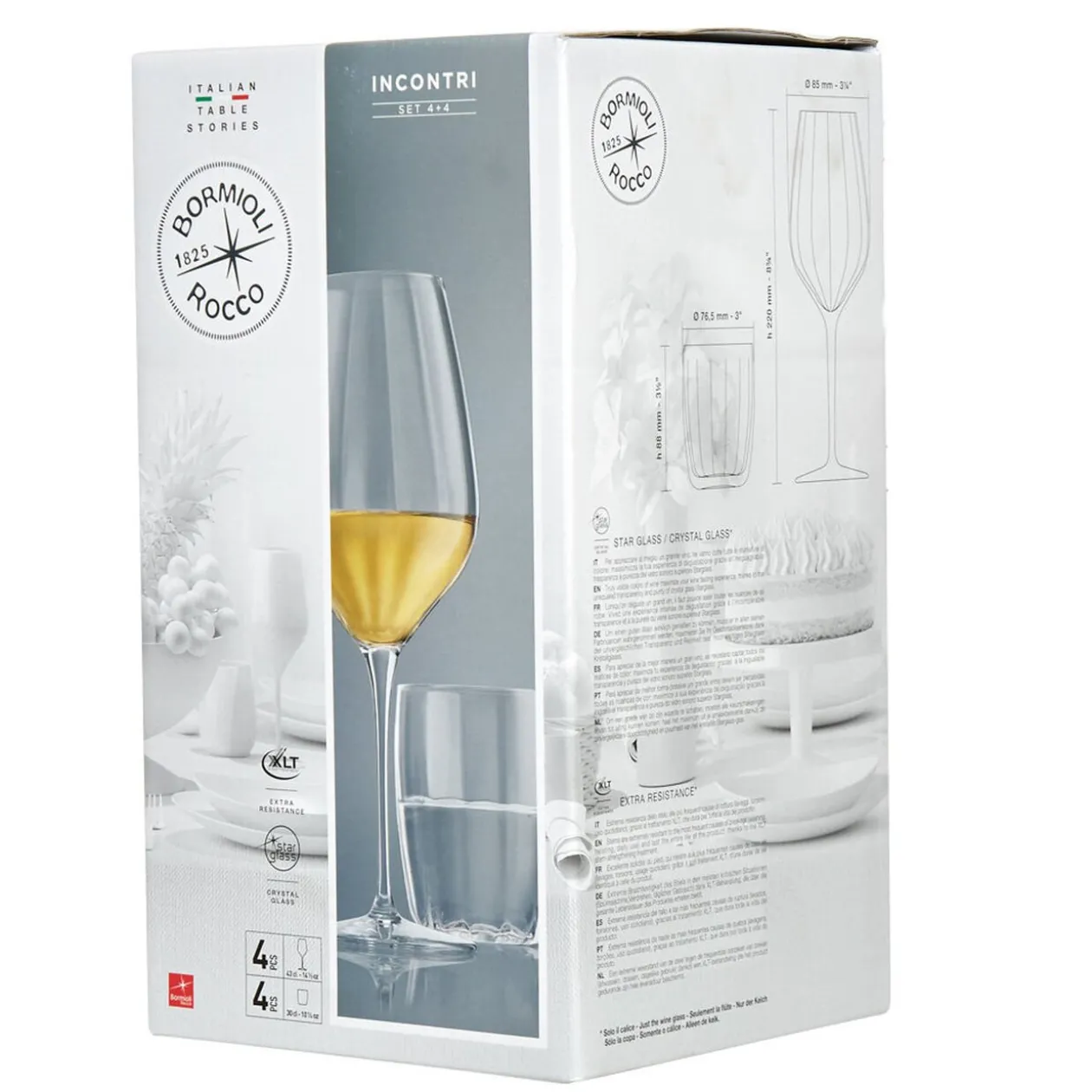 4 verres à vin et 4 verres à eau Bormioli Rocco Incontri