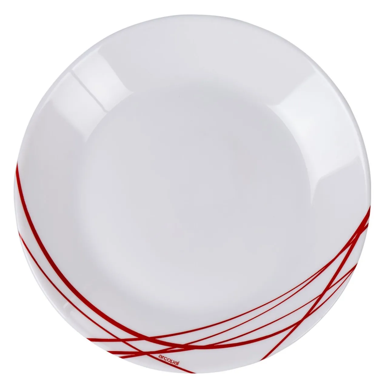 Assiette à dessert Arcopal blanche lignes rouges