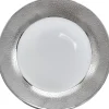 Assiette à dessert blanche contour argenté