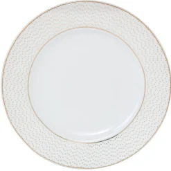 Assiette à dessert blanche motifs dorés