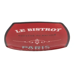 Assiette à dessert carrée bords arrondis rouge Le bistrot