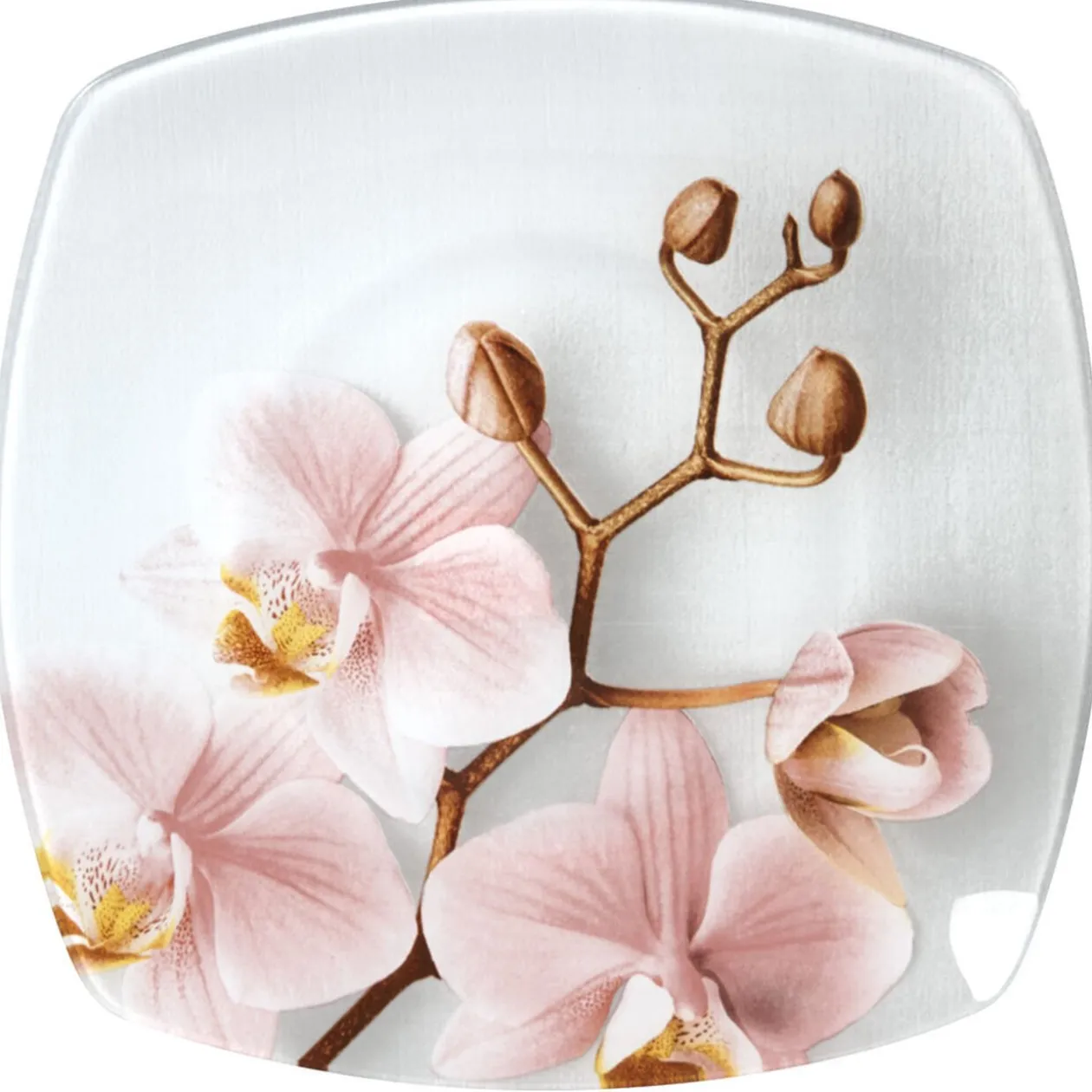 Assiette à dessert carrée design Orchidée