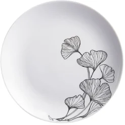 Assiette à dessert décor fleur blanc noir