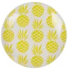 Assiette à dessert en faïence motif ananas blanc et jaune