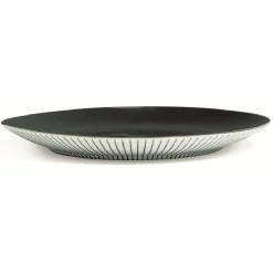 Assiette à dessert en porcelaine décor rayures soleil