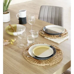 Assiette à dessert faïence blanc et beige Ø19cm