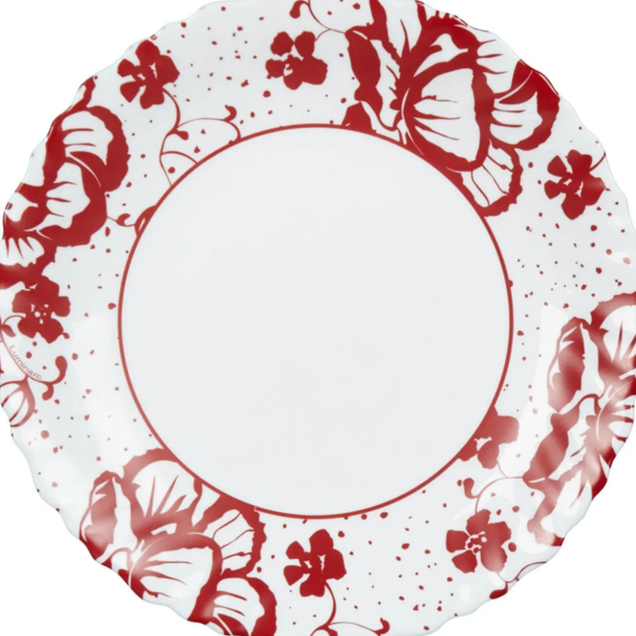 Assiette à dessert Luminarc blanc décor rouge Alcove vintage