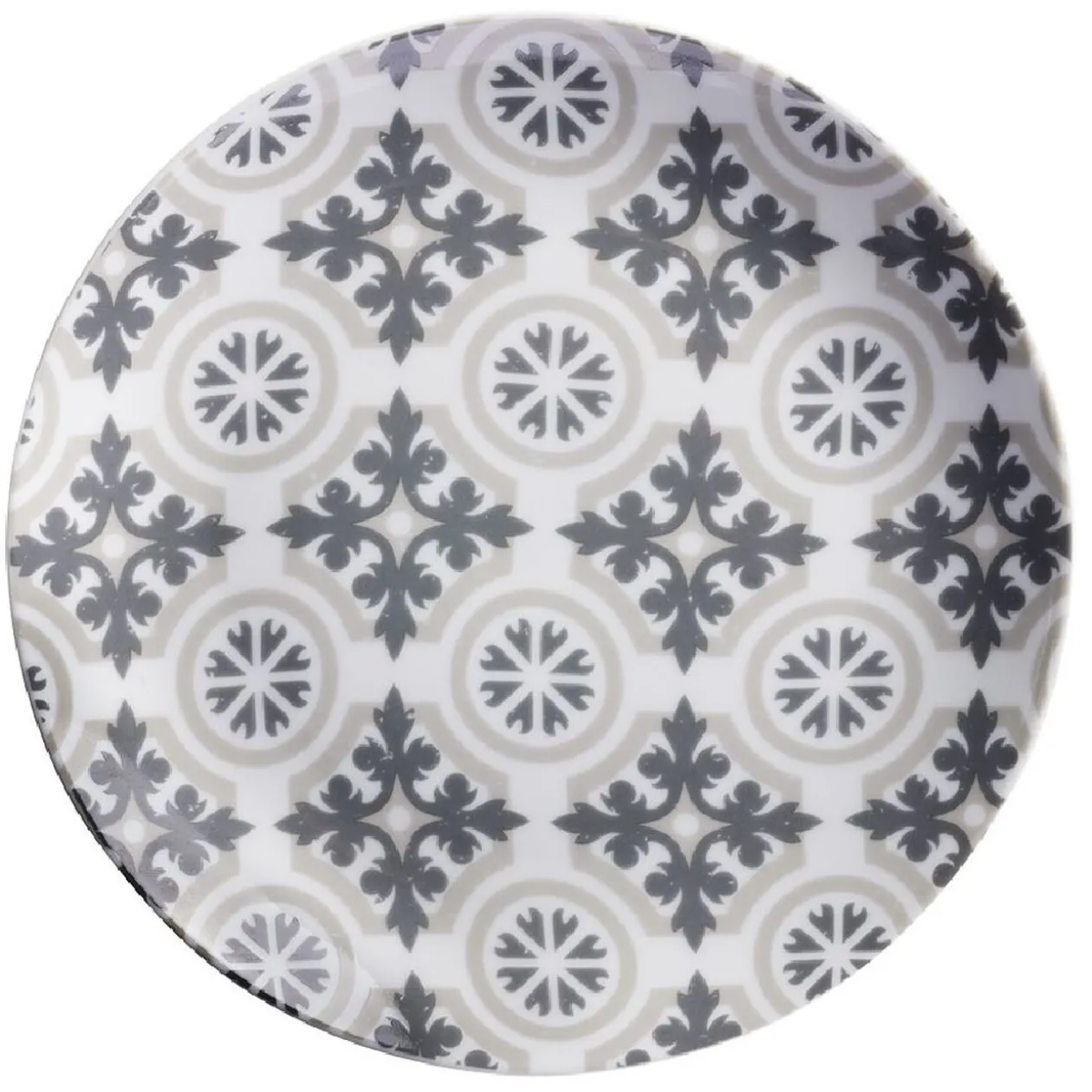 Assiette à dessert motif carreau de ciment gris