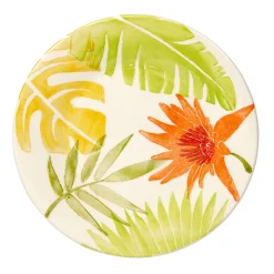 Assiette à dessert motif feuilles tropicales