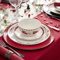 Assiette à dessert porcelaine blanche motif sapin de Noël Ø19cm