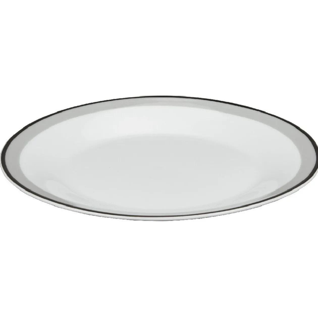 Assiette à dessert ronde blanche bordure gris noir Lizzy