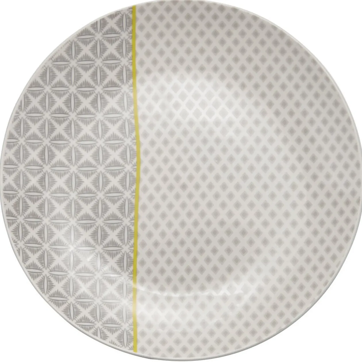 Assiette à dessert Zanzibar motif géométrique blanc et gris