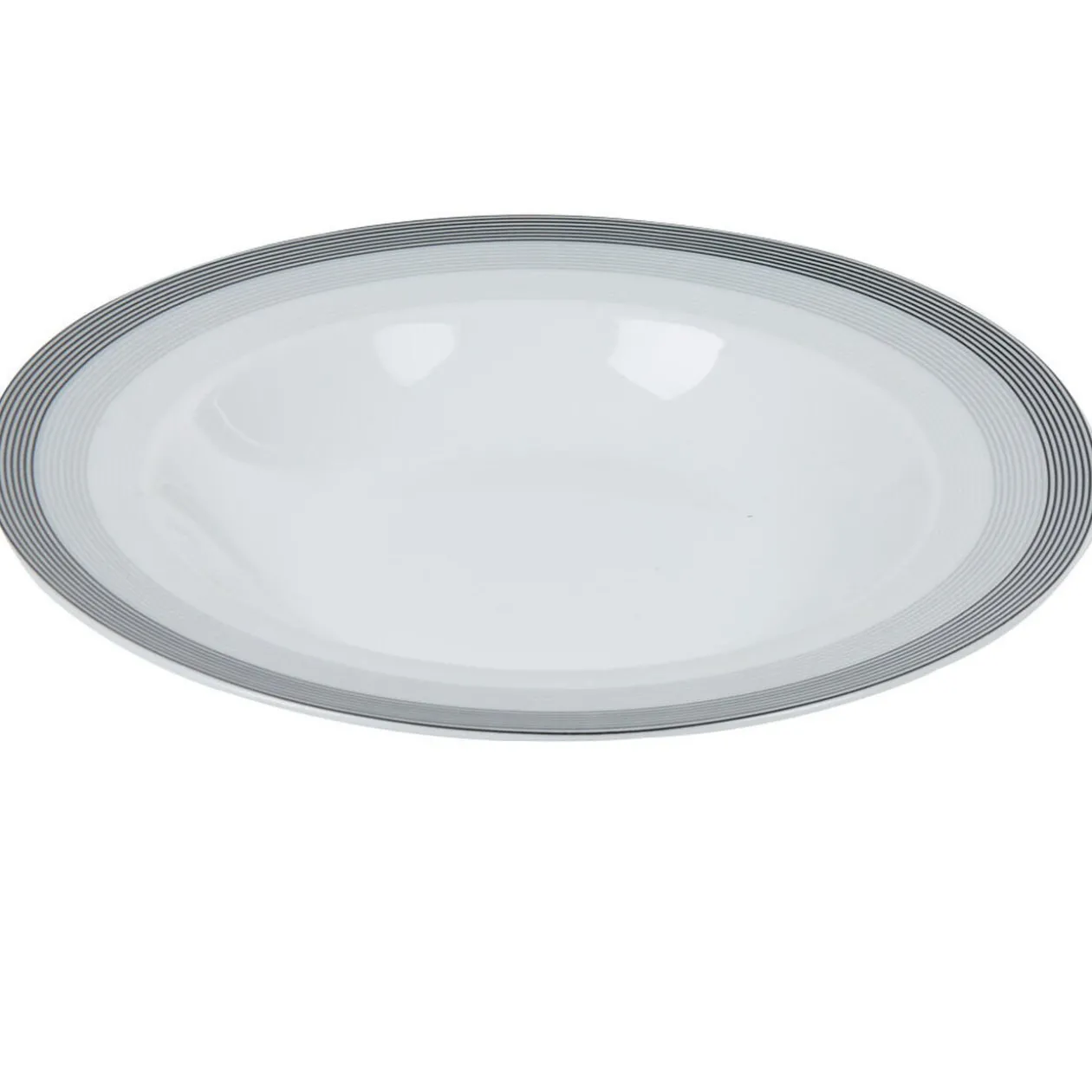 Assiette creuse blanche et grise Sérénité Rayures