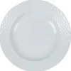 Assiette creuse blanche ronde aile damassée