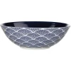 Assiette creuse en porcelaine décor vague japonaise
