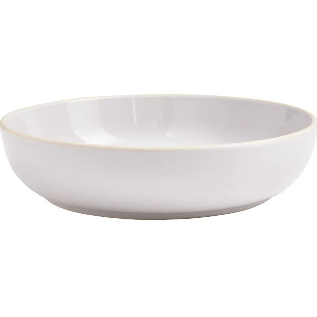 Assiette creuse faïence gris avec liseré crème
