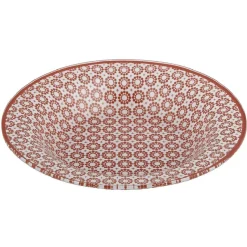 Assiette creuse Micro blanc et rouge fleurs à pois x4