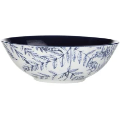 Assiette creuse motif feuillage bleu et blanc