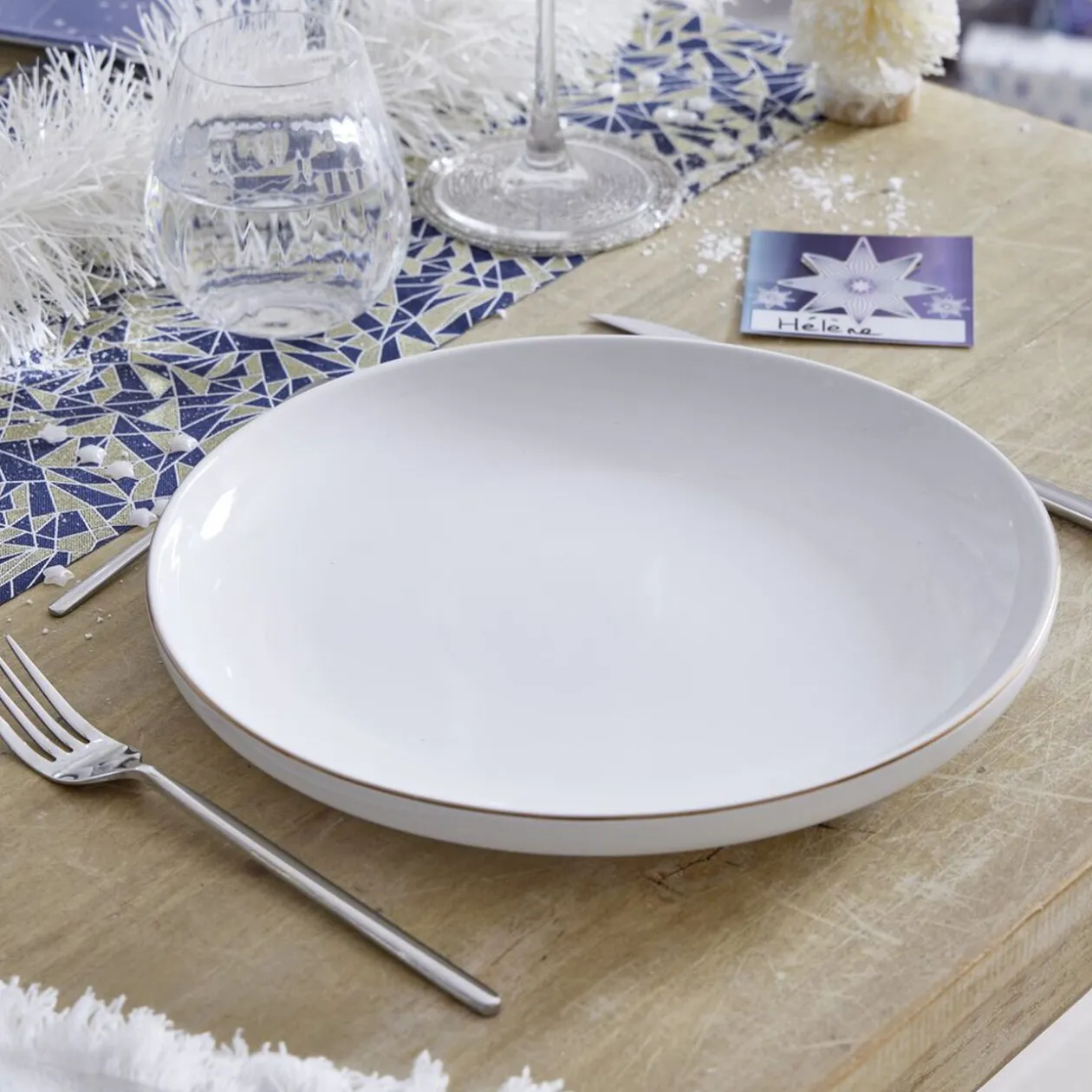 Assiette plate blanche bordure dorée Ø27cm