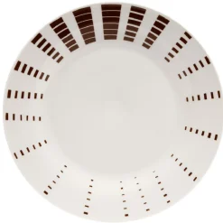 Assiette plate blanche décor aile marron