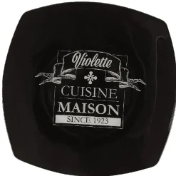 Assiette plate carrée noire design dessert maison