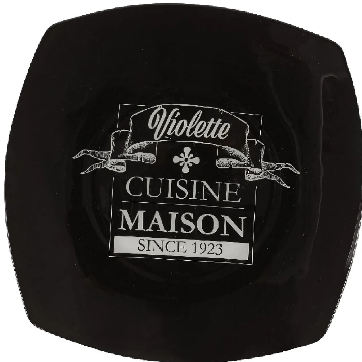 Assiette plate carrée noire design dessert maison