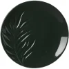 Assiette plate céramique beige ou vert motif feuille ø26,5 cm
