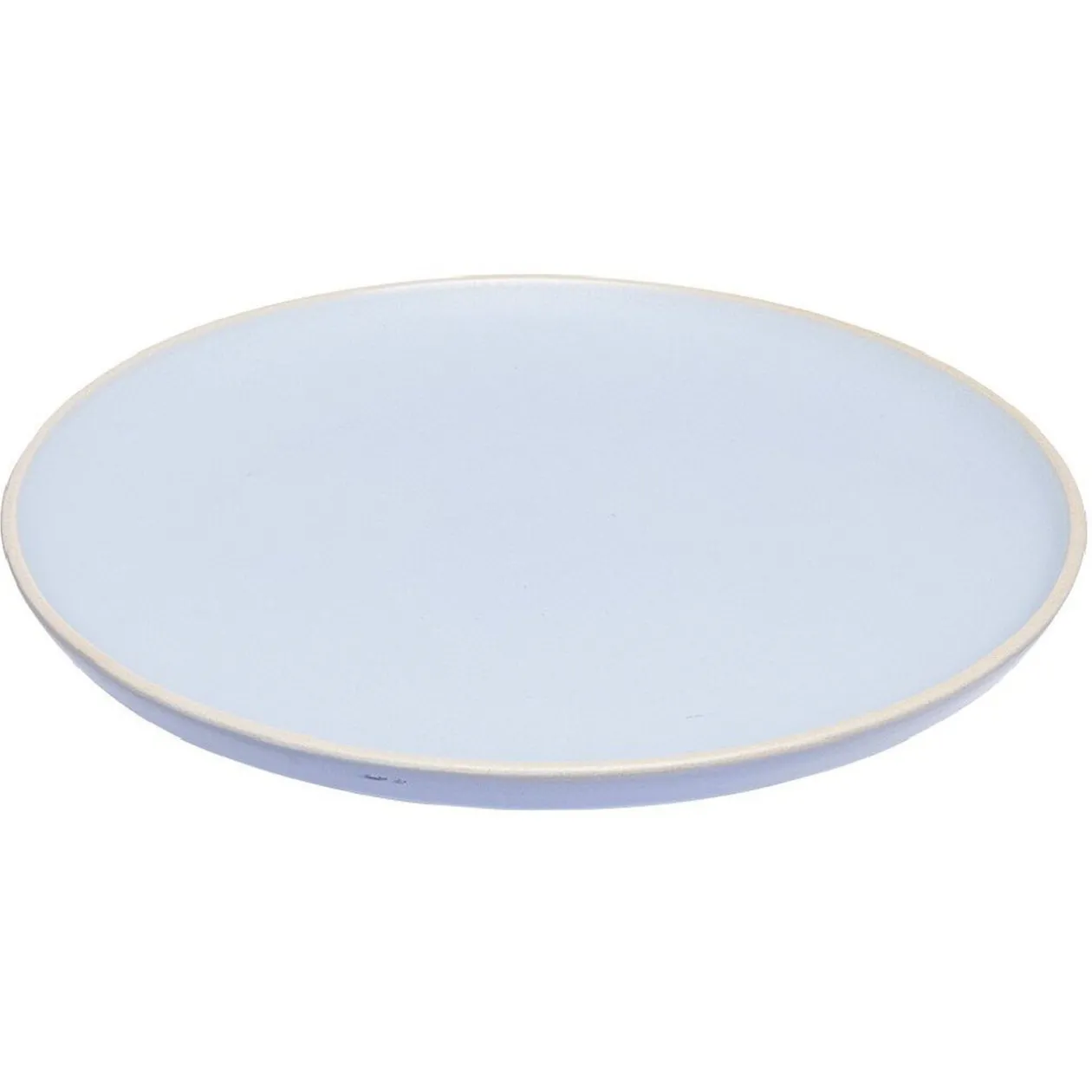 Assiette plate en faïence bleu turquoise avec liseré crème