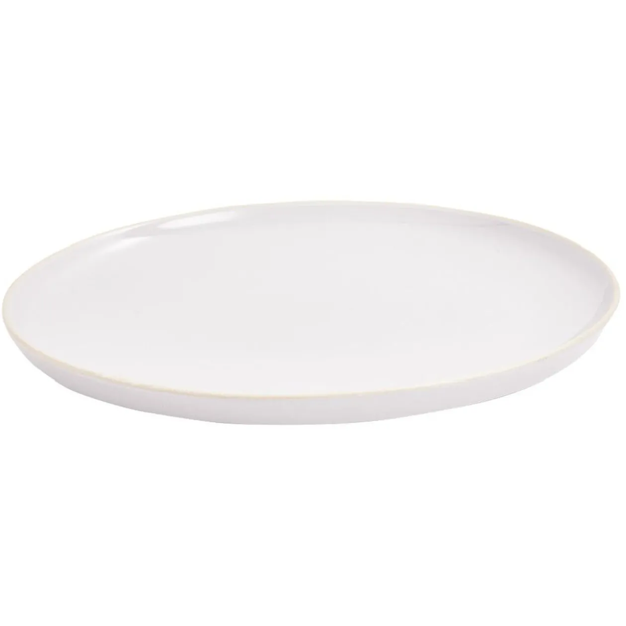Assiette plate faïence gris avec liseré crème