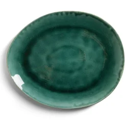 Assiette plate grès effet artisanal 28,5x24cm