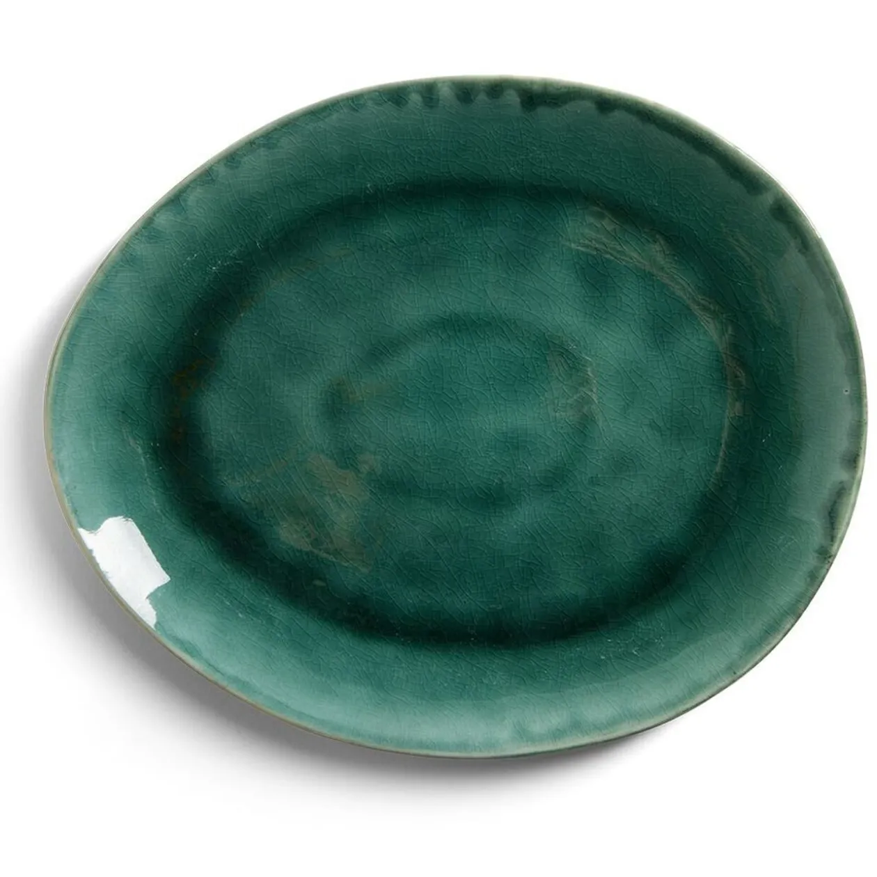 Assiette plate grès effet artisanal 28,5x24cm