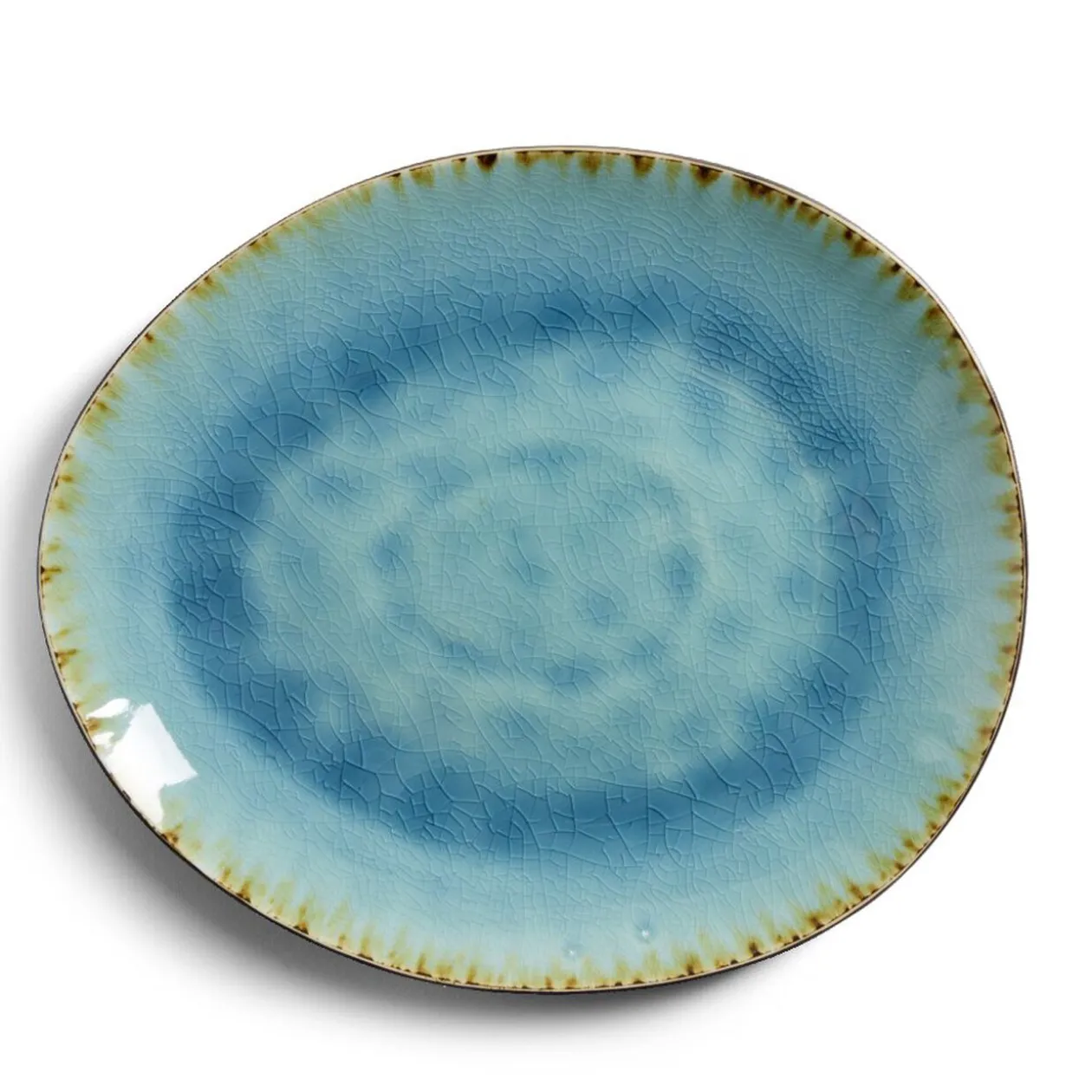 Assiette plate grès effet artisanal 28,5x24cm