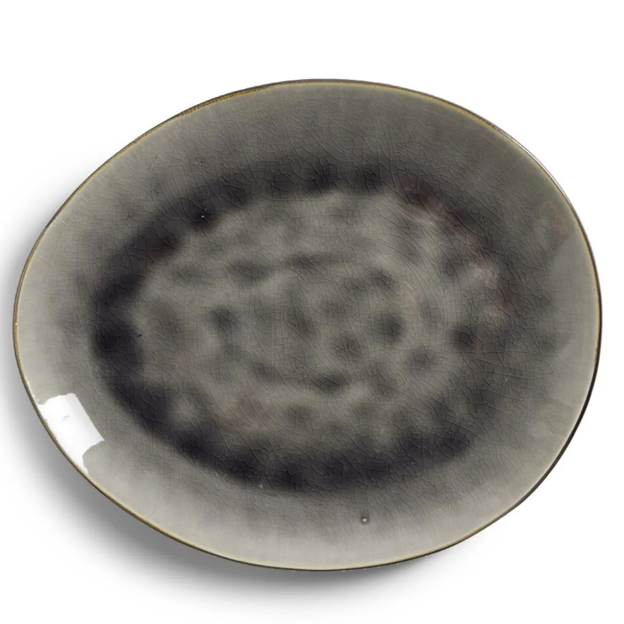 Assiette plate grès effet artisanal 28,5x24cm