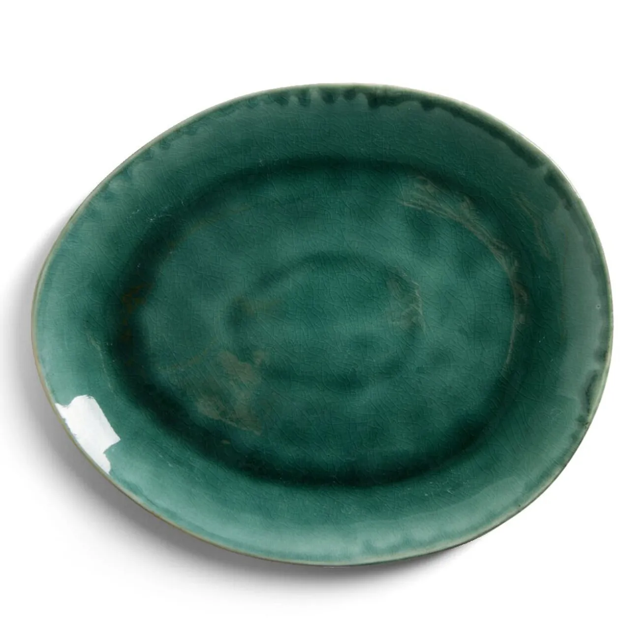 Assiette plate grès effet artisanal 28,5x24cm