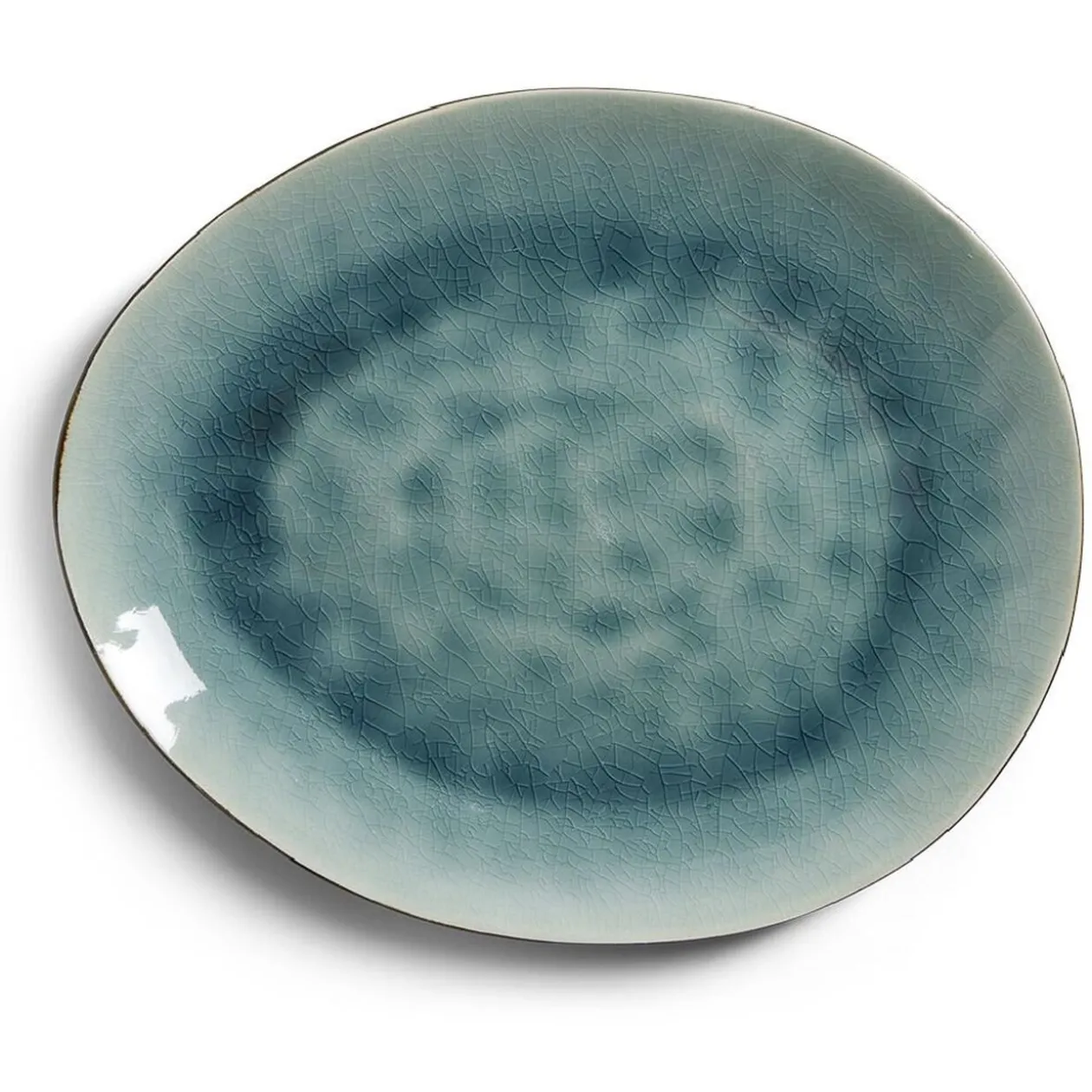 Assiette plate grès effet artisanal 28,5x24cm