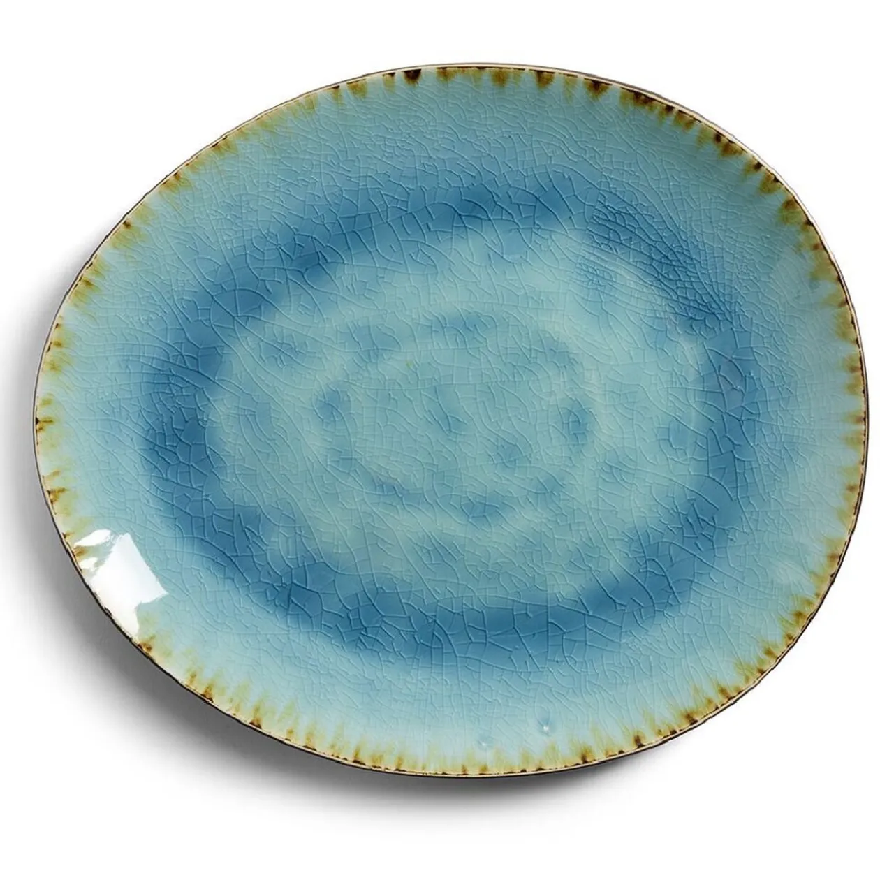 Assiette plate grès effet artisanal 28,5x24cm