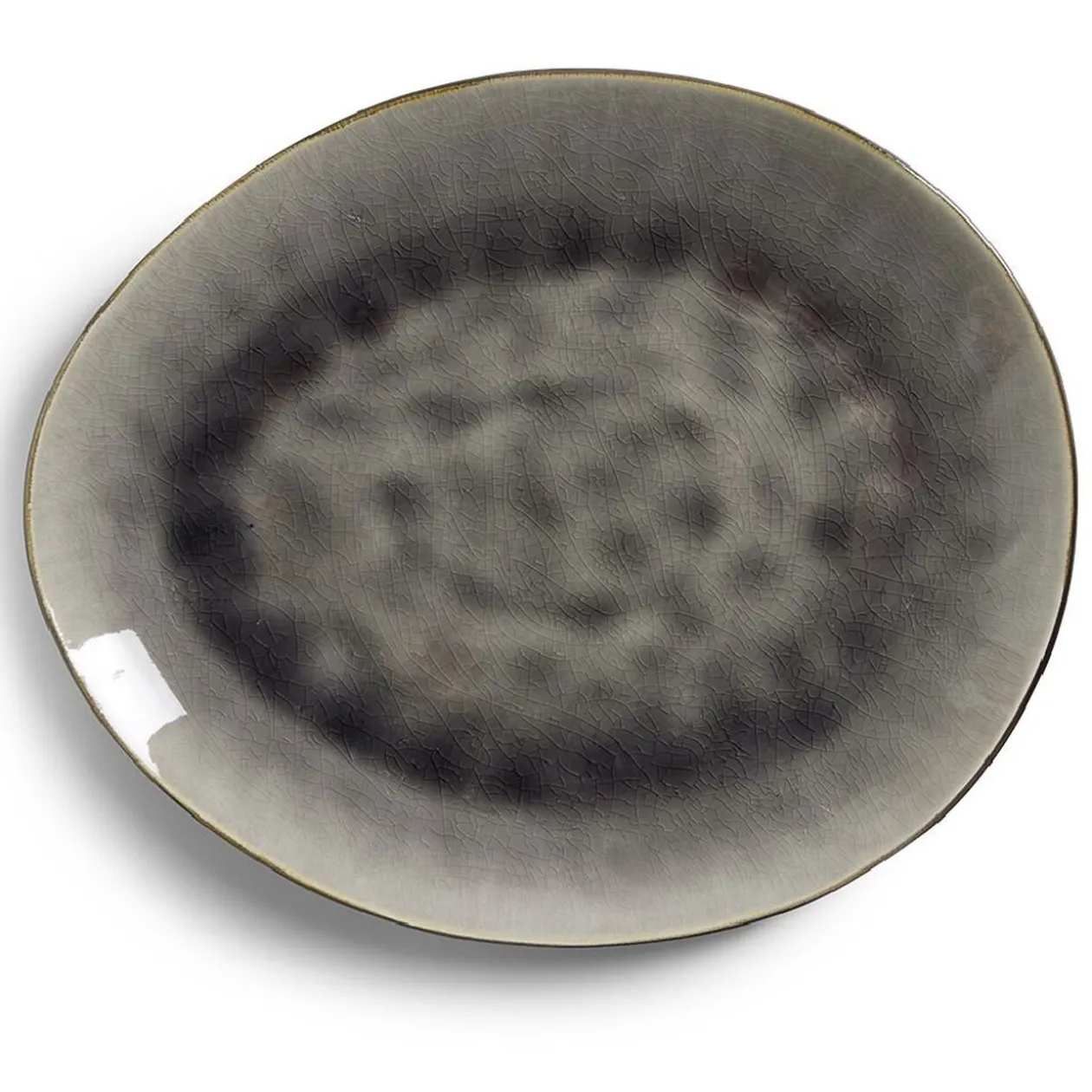 Assiette plate grès effet artisanal 28,5x24cm