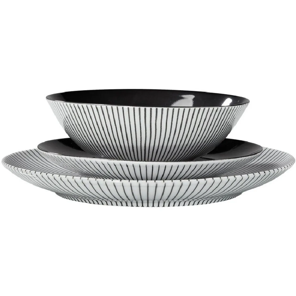 Assiette plate rayure noire et blanche