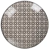 Assiette plate ronde blanche motif losange noir Etna
