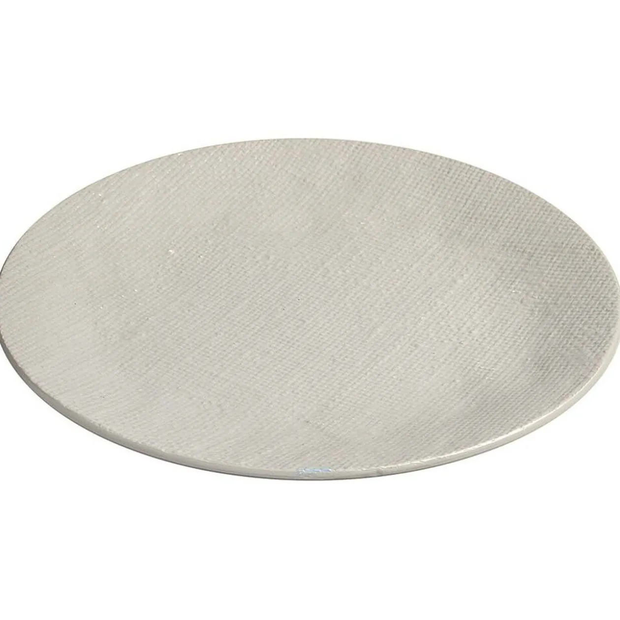 Assiette plate ronde en grès relief gris