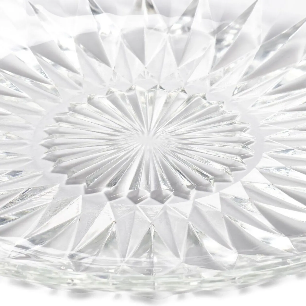 Assiette plate ronde fleur géométrique verre transparent