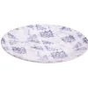 Assiette plate ronde motif carreau de ciment bleu et blanc