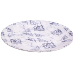 Assiette plate ronde motif carreau de ciment bleu et blanc