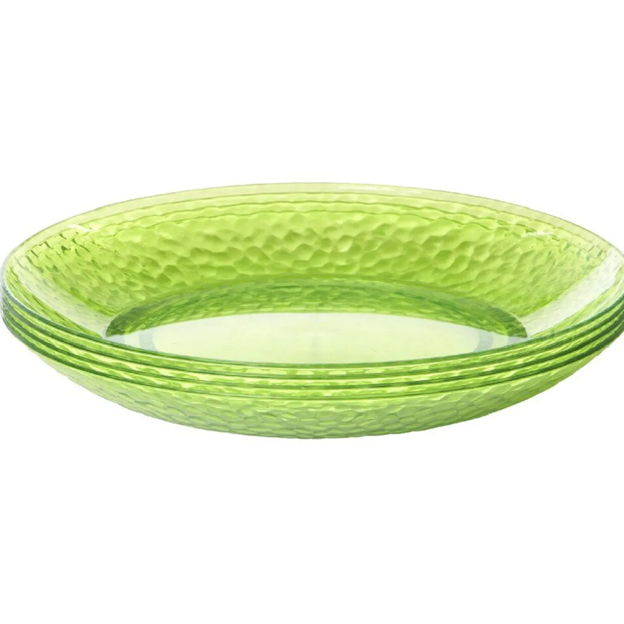 Assiette plate verte martelé x4
