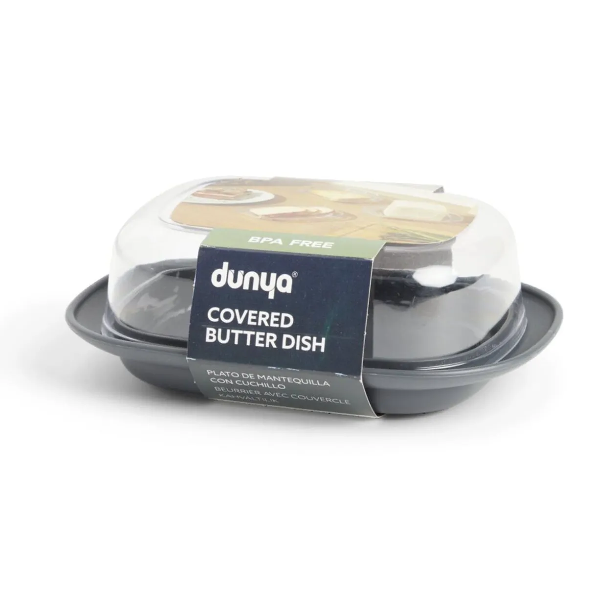Beurrier plastique sans BPA transparent ou gris 17,4x12,5xH6cm