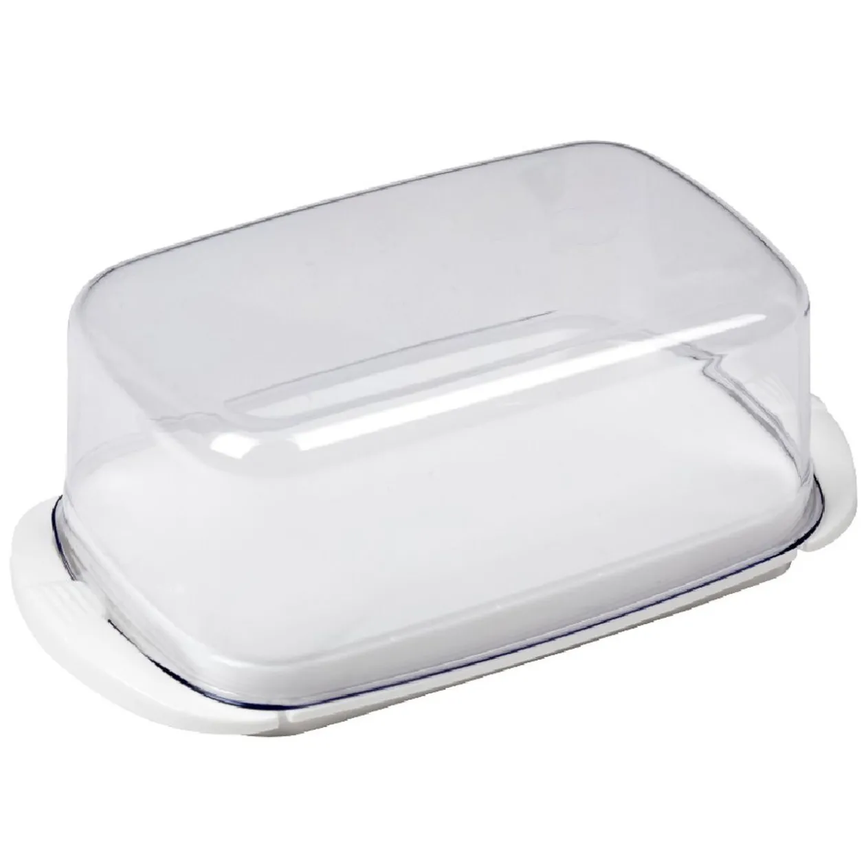 Beurrier socle blanc avec couvercle transparent