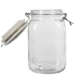 Bocal hermétique carré verre couvercle motif ethnique 1,5 L