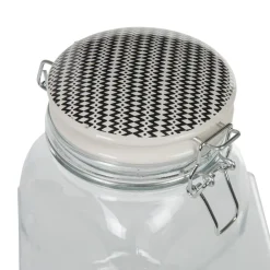 Bocal hermétique carré verre couvercle motif ethnique 1,5 L