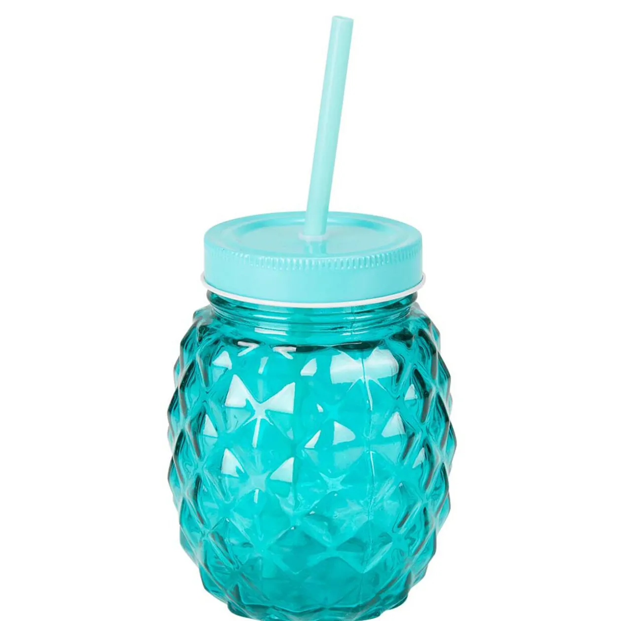 Bocal verre + paille couleur